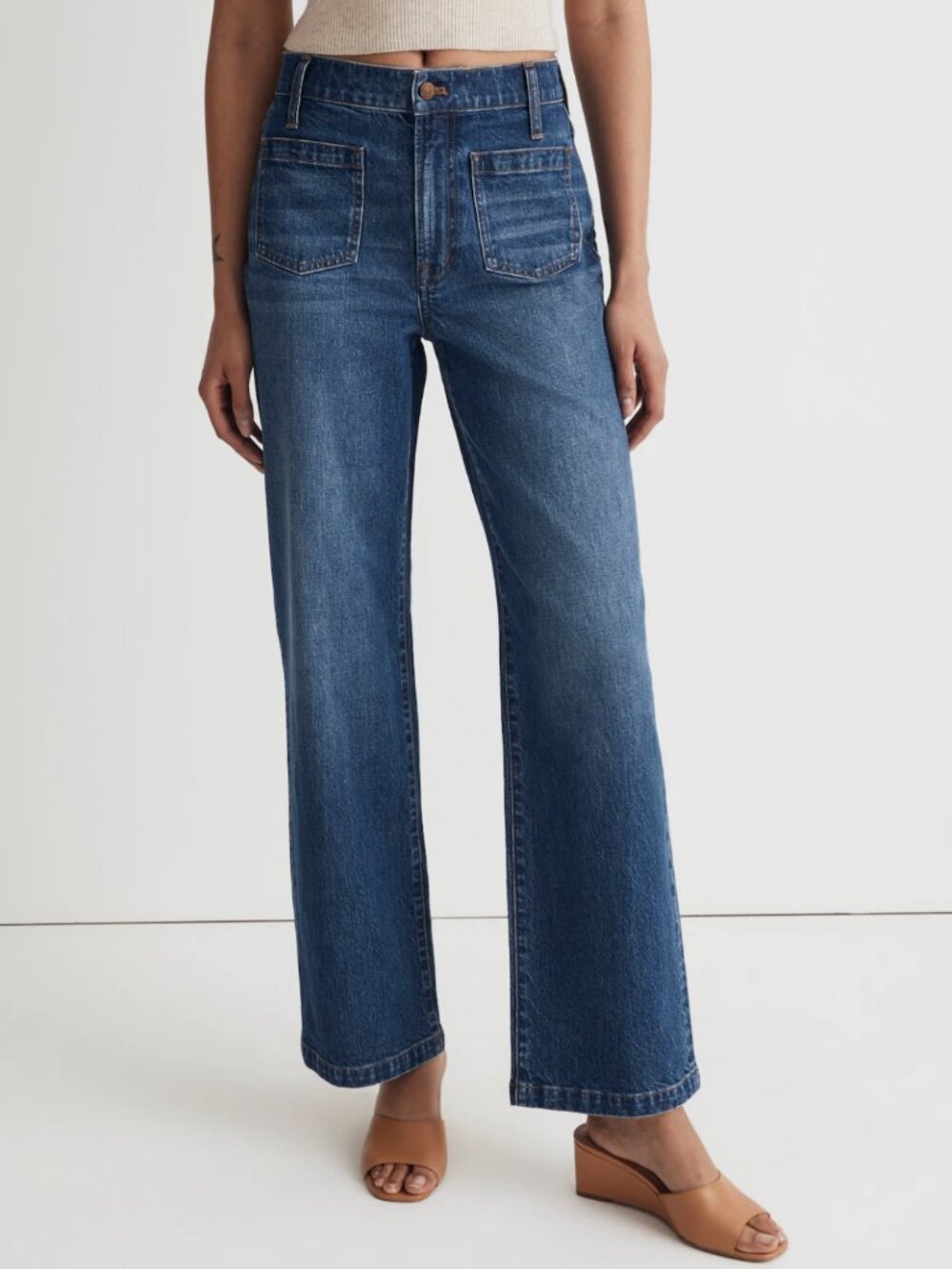 Madewell Womens Perfect Vintage Wide Leg Jeans Patch Pocket High Rise Size 26